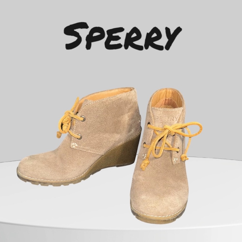 Sperry Women’s Top Sider Wedge Chukka Ankle Booties Brown Suede - Size 6